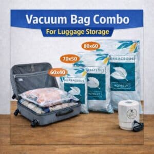 Vacuum Storage Bag Combo for Travel Luggage with Electric Pump