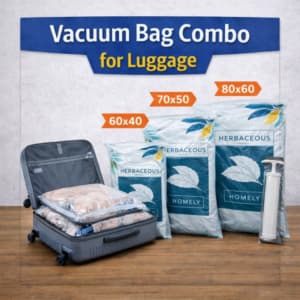 Vacuum Storage Bag Combo for Travel Luggage with Hand Pump