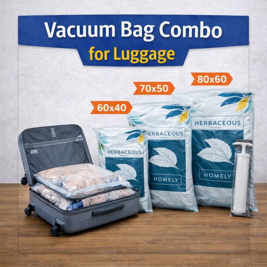 Vacuum Storage Bag Combo for Travel Luggage with Hand Pump