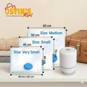 Transparent Vacuum Storage Bag Combo for Travel Luggage with Electric Pump