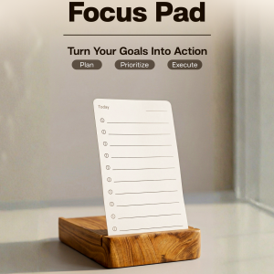 Premium wooden Focus Pad desk organizer with to-do list card by Ostin's Mart